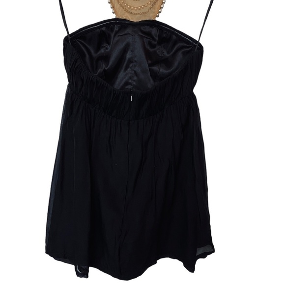 AIDAN MATTOX Dress Size 0 Party Prom Mini Dress Black Pearl Crystal Neckline - Picture 7 of 12